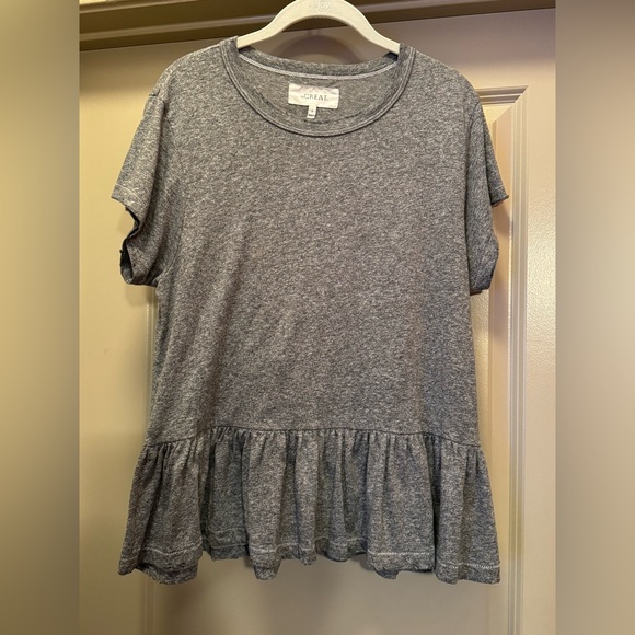 THE GREAT Gray Crew Neck Short Sleeve Shirt size 3 - Picture 2 of 15